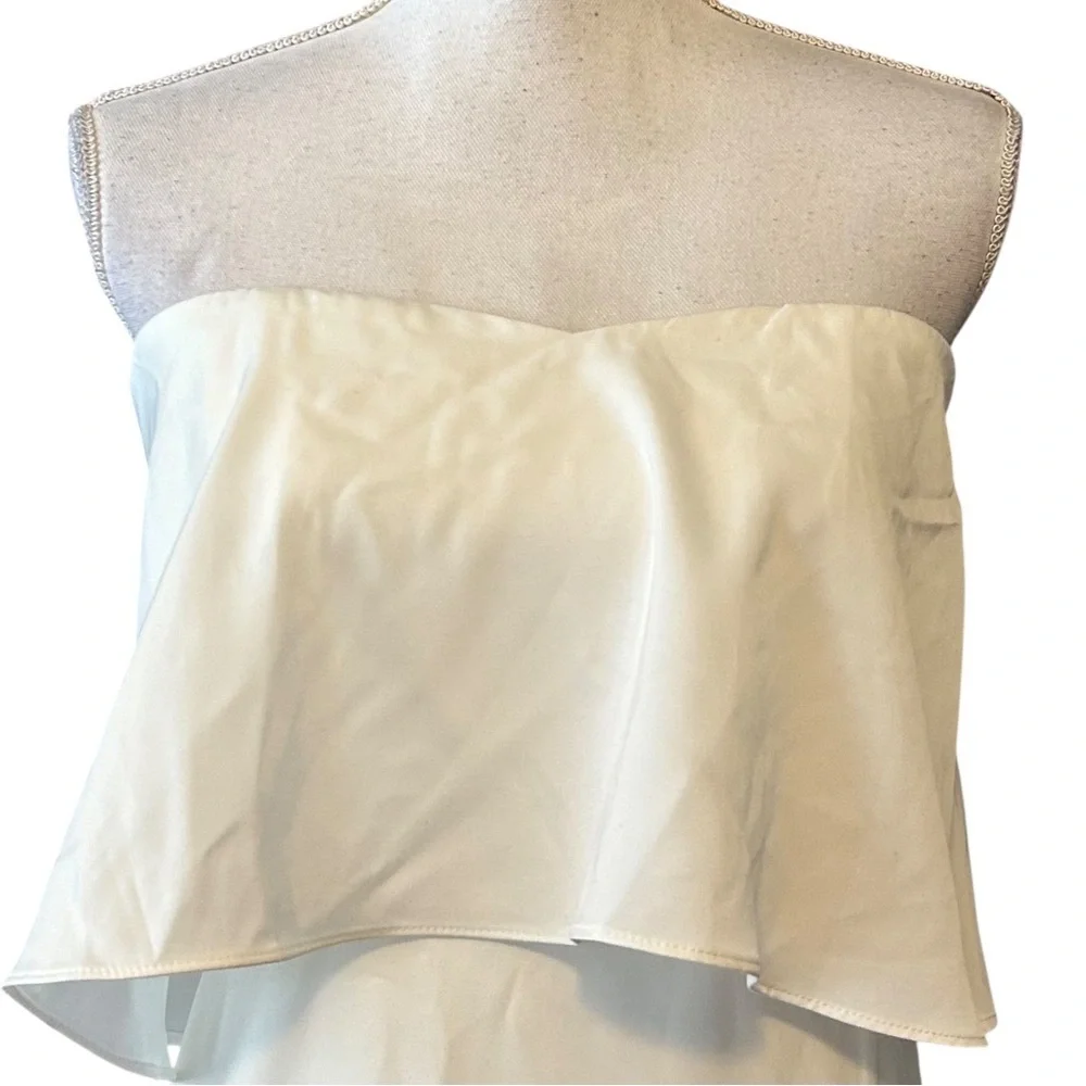 Lulus Class and Charisma White Satin Strapless Midi Dress Medium Bridal Shower - Picture 3 of 14